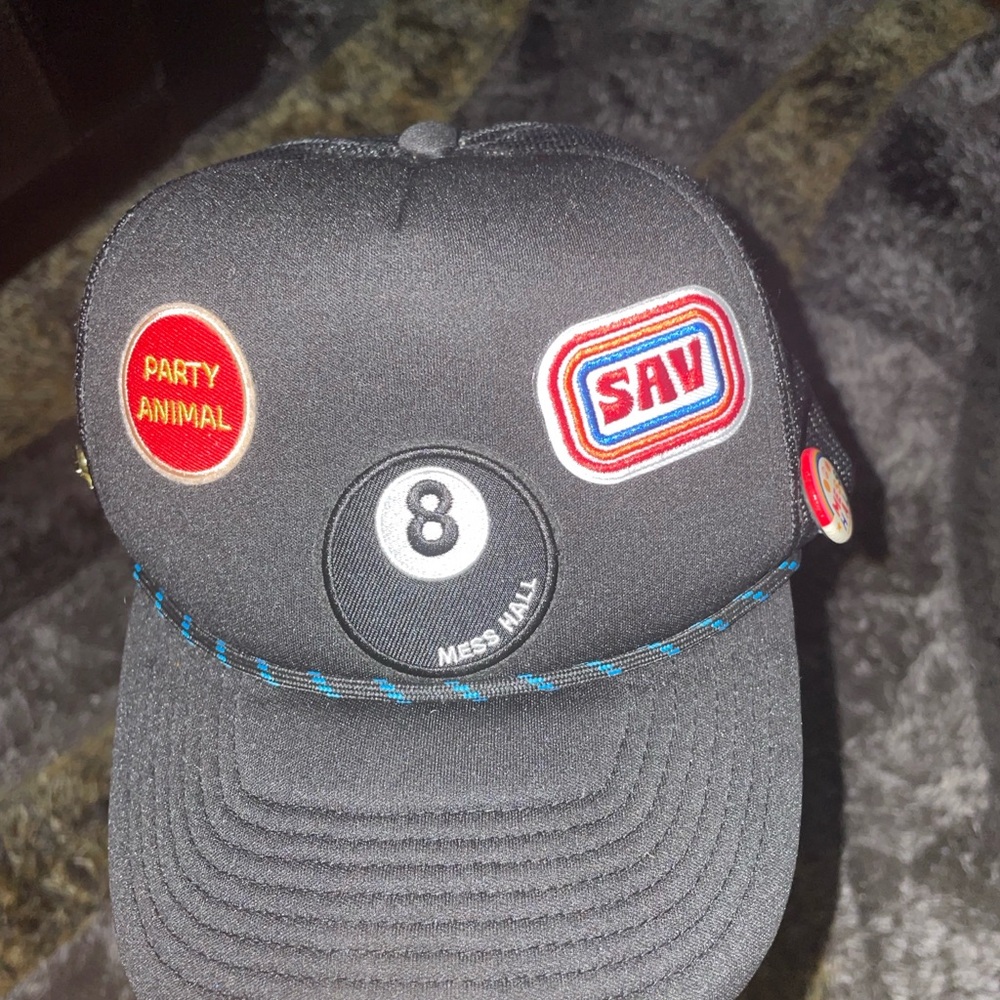 Black Cap with Colorful Patches